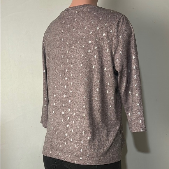 Emily Daniels Women’s 3/4 Sleeve Top Shirt With Bling Silver Print Size L P - Picture 12 of 16